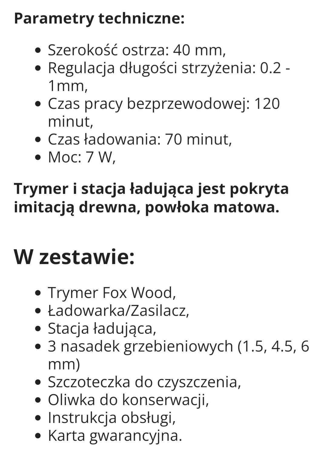 Sprzedam trymer bezprzewodowy Fox Wood