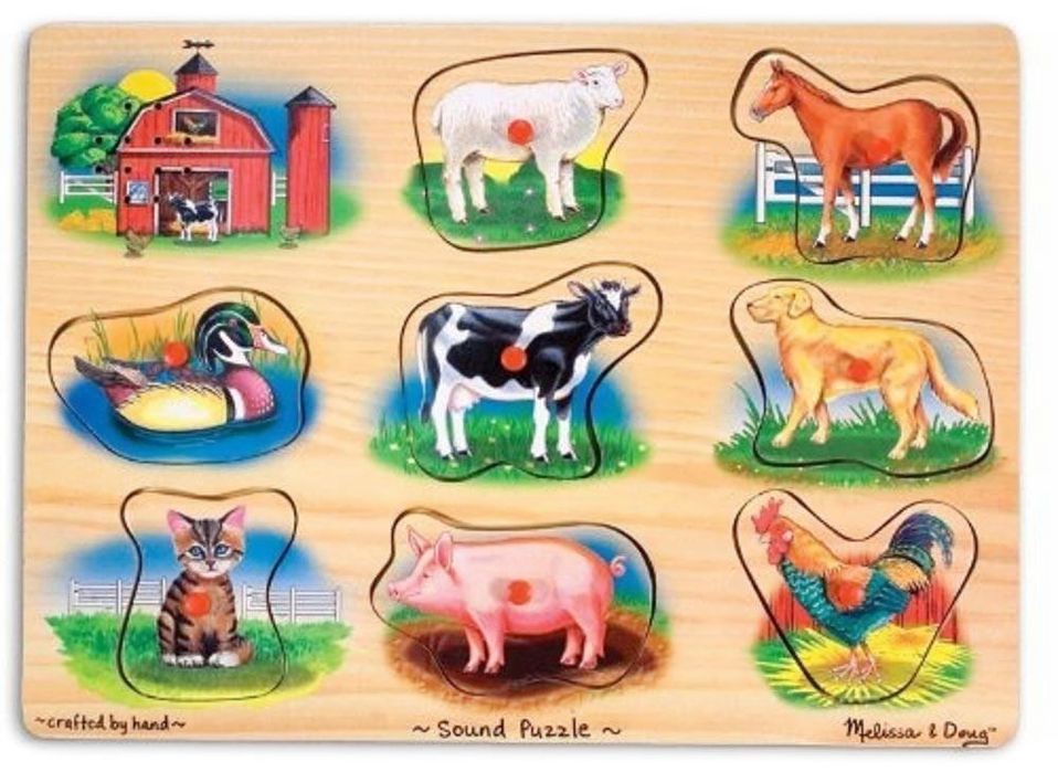 Puzzle dźwiękowe drewniane 8 elementów. Farma. Melissa & Doug