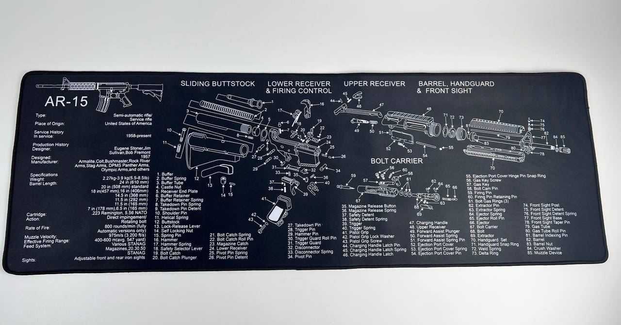 Коврик для разбора и чистки оружия AR 15 черный , Арт: 40453