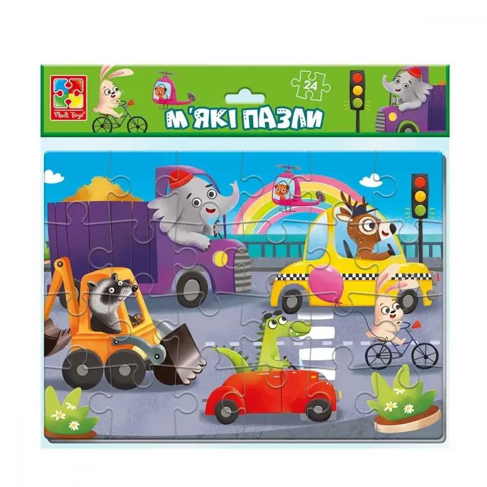 Мягкие пазлы А4 Vladi Toys 24-35 элем. Ферма Зоопарк Сказки Транспорт