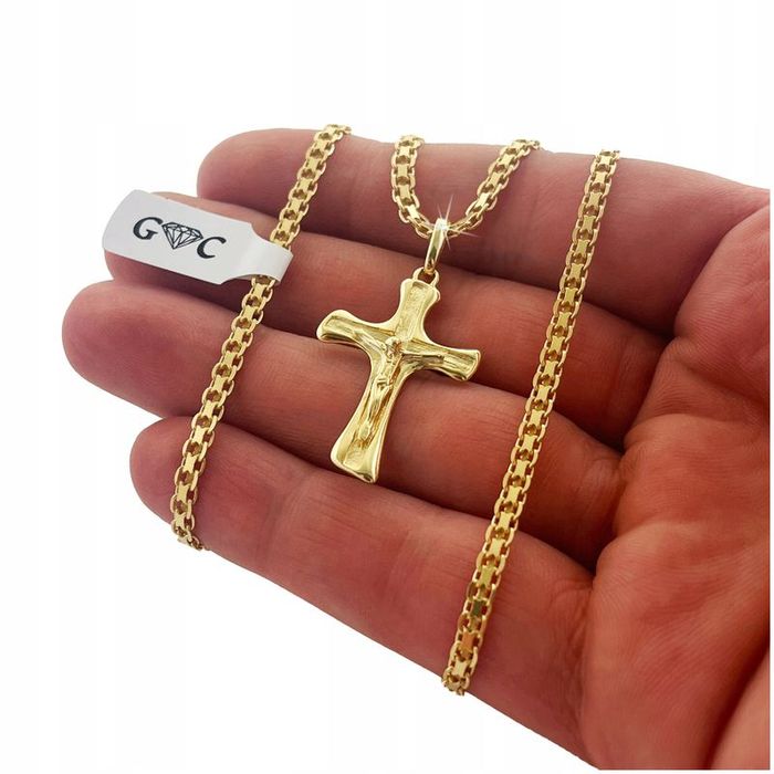 Złoty Łańcuszek Z Krzyżykiem Dla Chłopca, Pamiątka Komunii, Chrztu + G