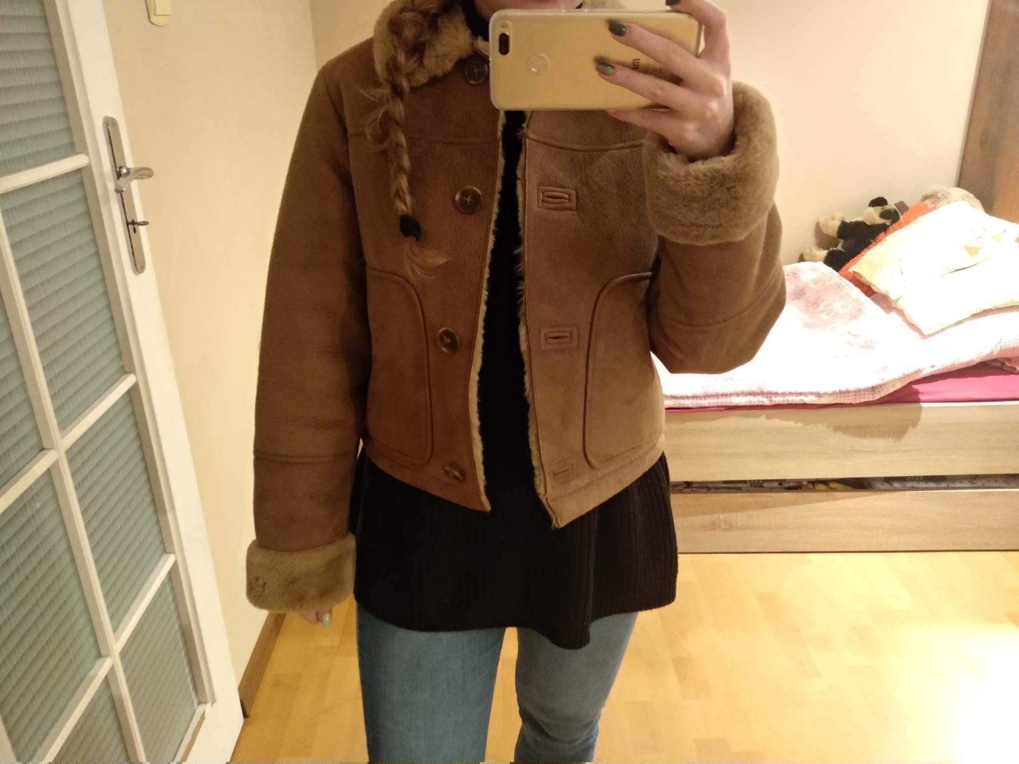 Dwuwarstwowa kurtka Zara XS zamsz krótka