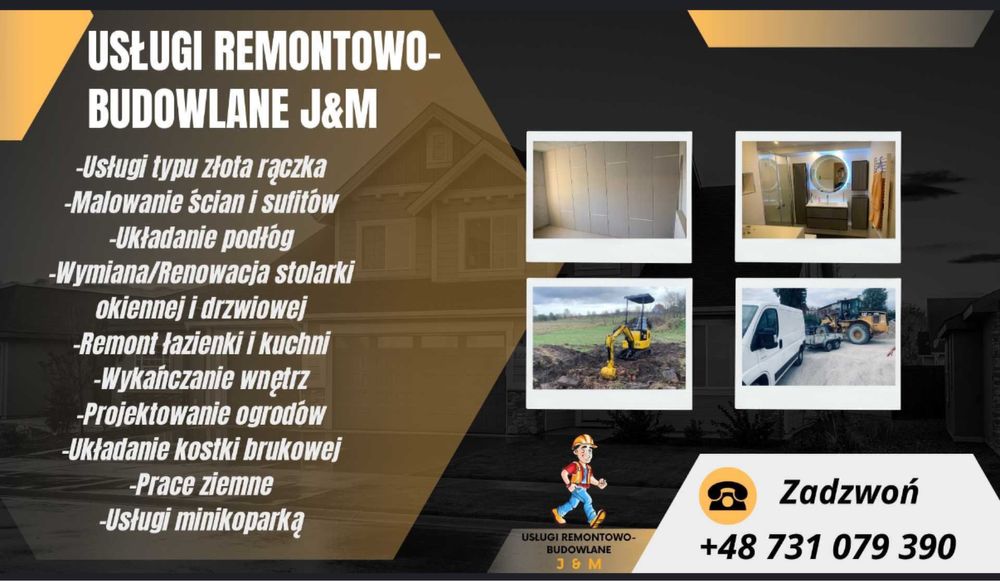 Usługi remontowo-budowlane , Minikoparka