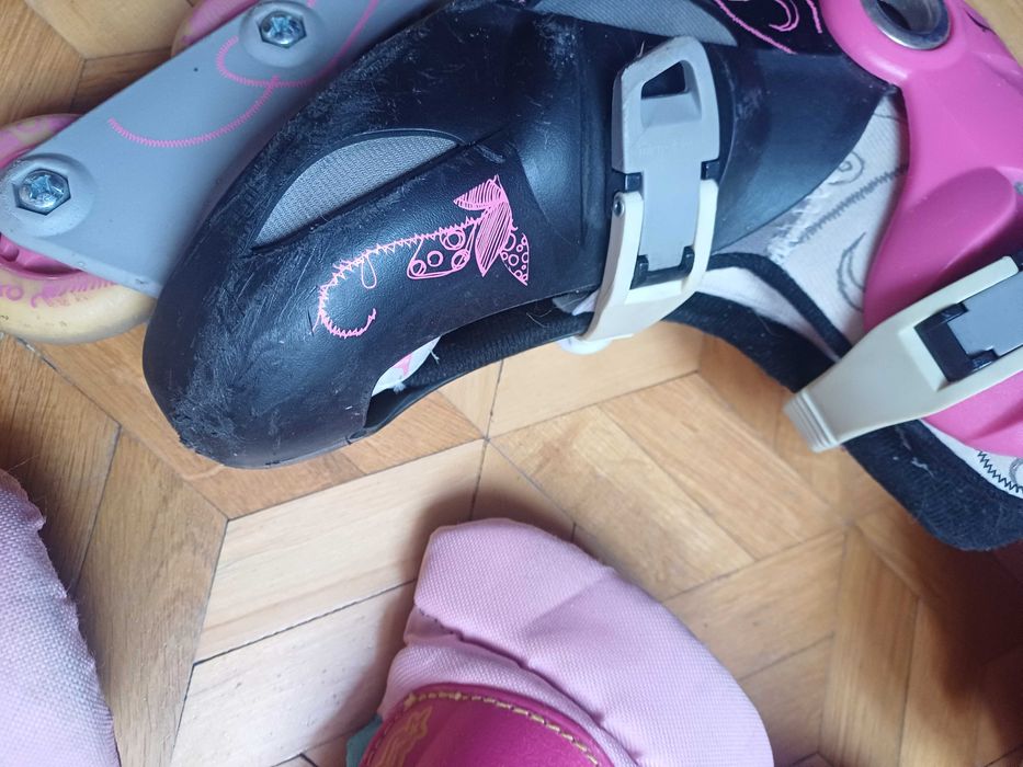 Rolki dziewczęce 34-36 + kask + ochraniacze + torba