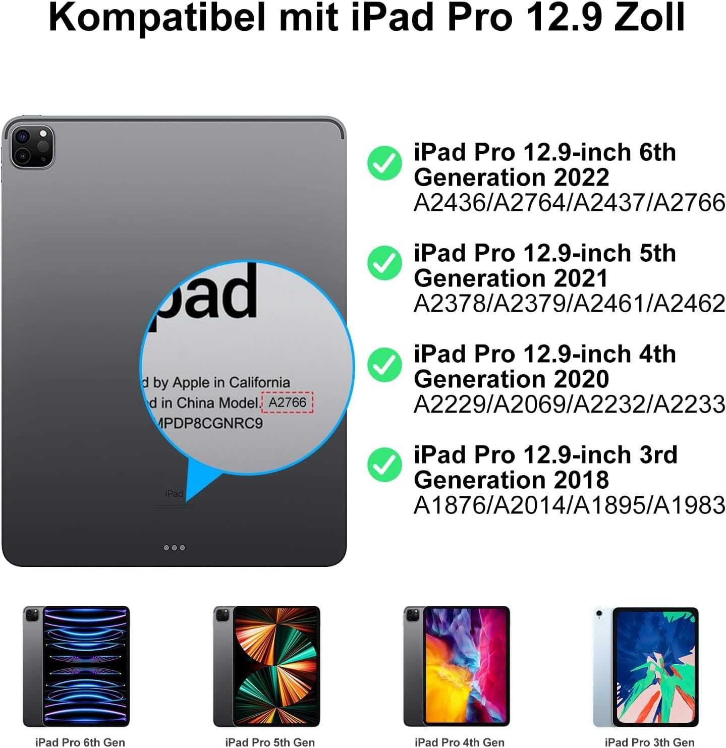 SENGBIRCH etui klawiatura bluetooth do iPad Pro 12.9" 6/5/4/3 czarne