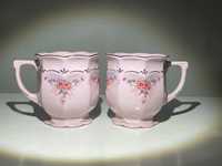 Dwa różowe kubki porcelanowe H&C oryginał Rosa Porzelian Czechy.