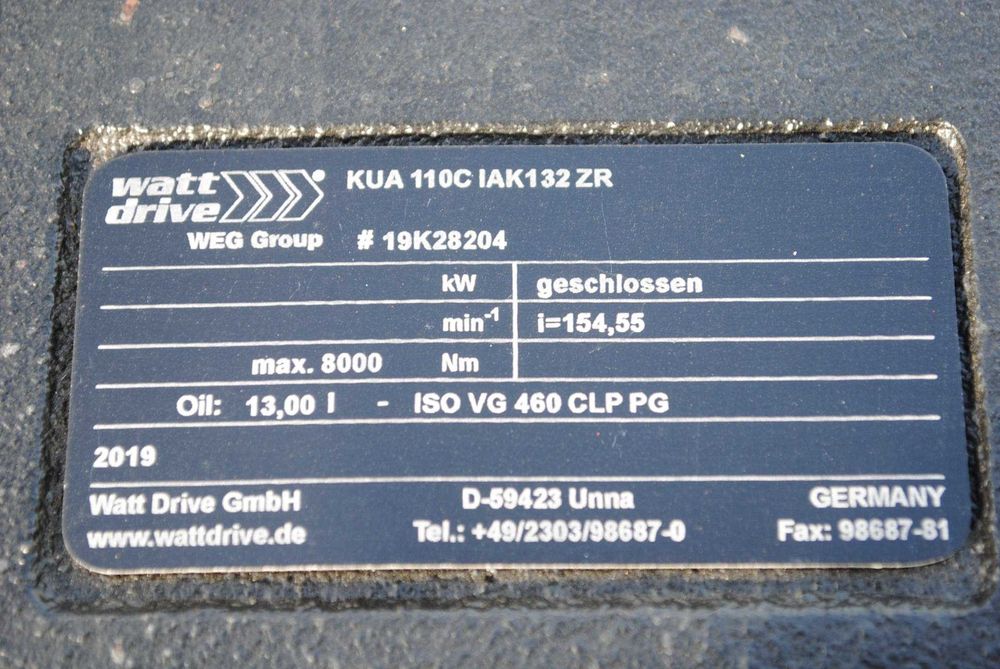 Motoreduktor kątowy 9.2kw. 9,4obr./min. WATT KUA110CIAK132ZR