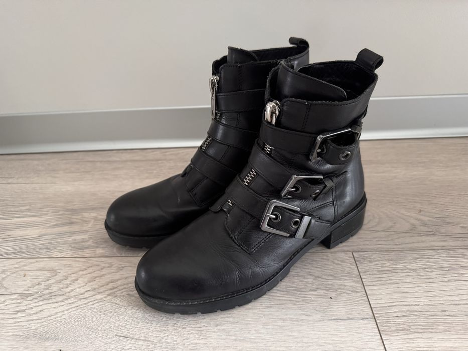 Czarne botki buty jesienne zimowe Gino Rossi 38 jak 39 skóra naturalna