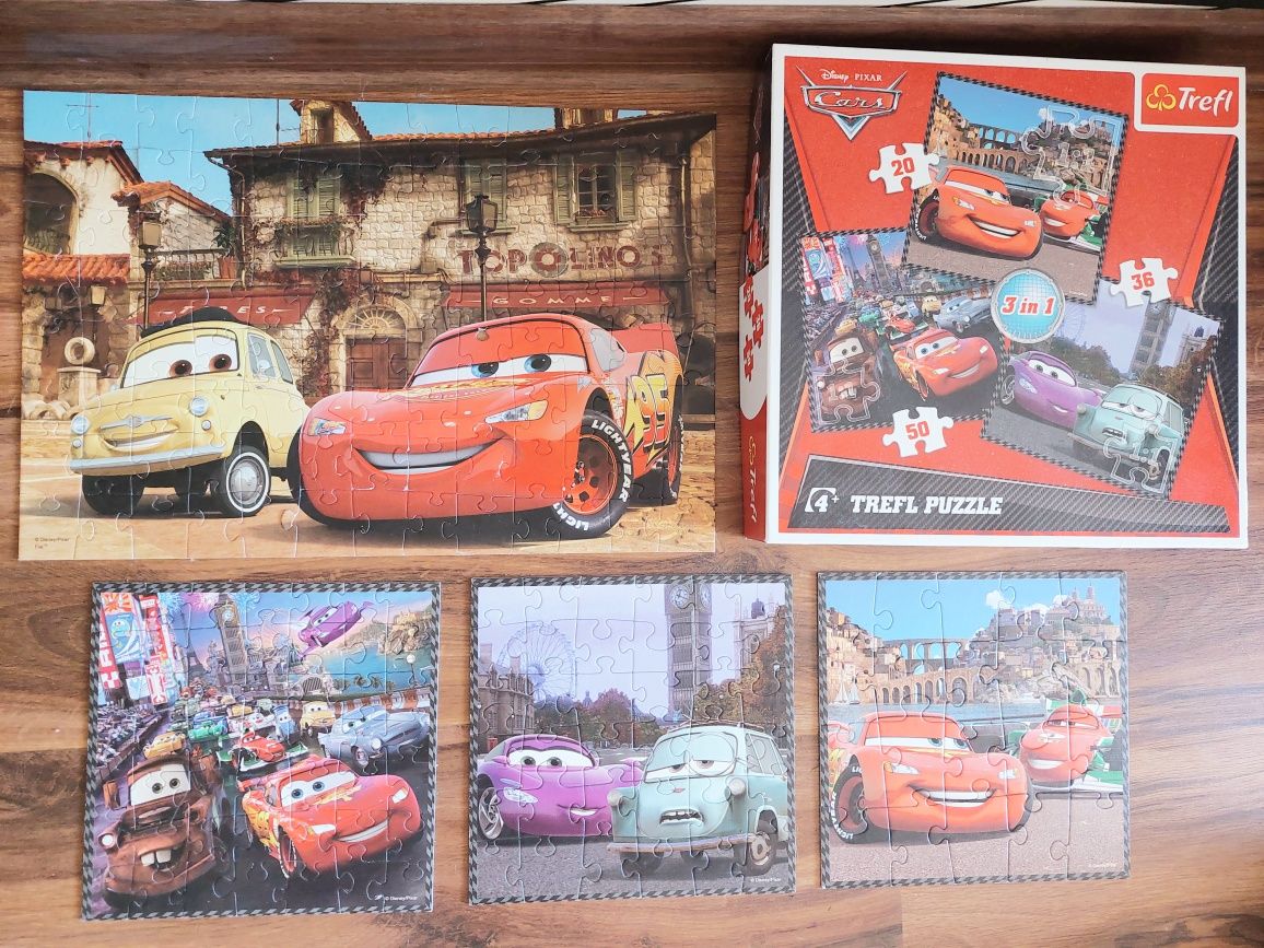 Puzzle Trefl 3w1 Auta Disney 4 obrazki