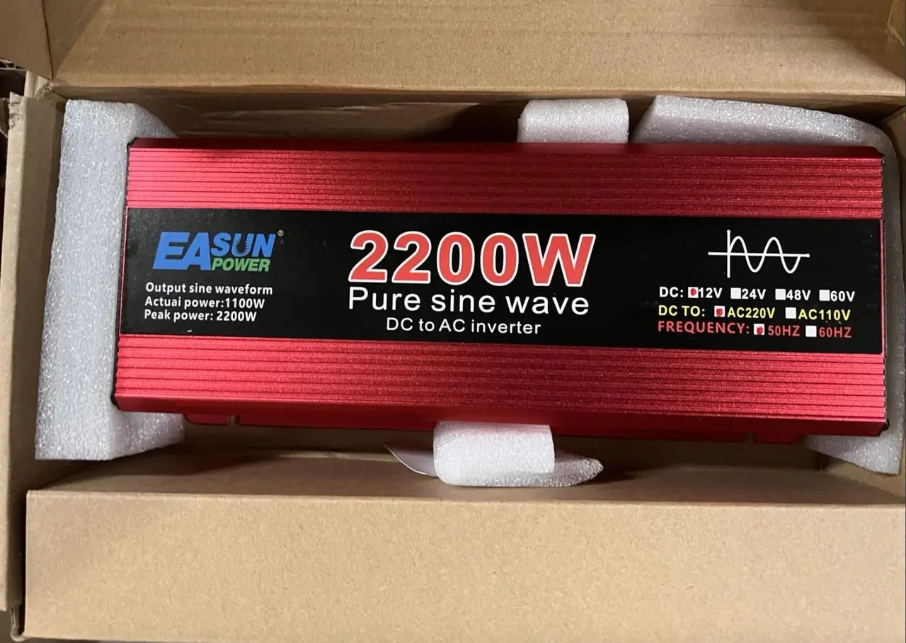 Инвертор Easun 12V 220V 2200W Чистая Синусоида Преобразователь 2200Вт