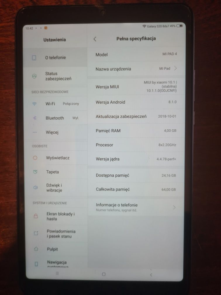 Tablet 8 cali Xiaomi Mi Pad 4 4/64GB stan bdb