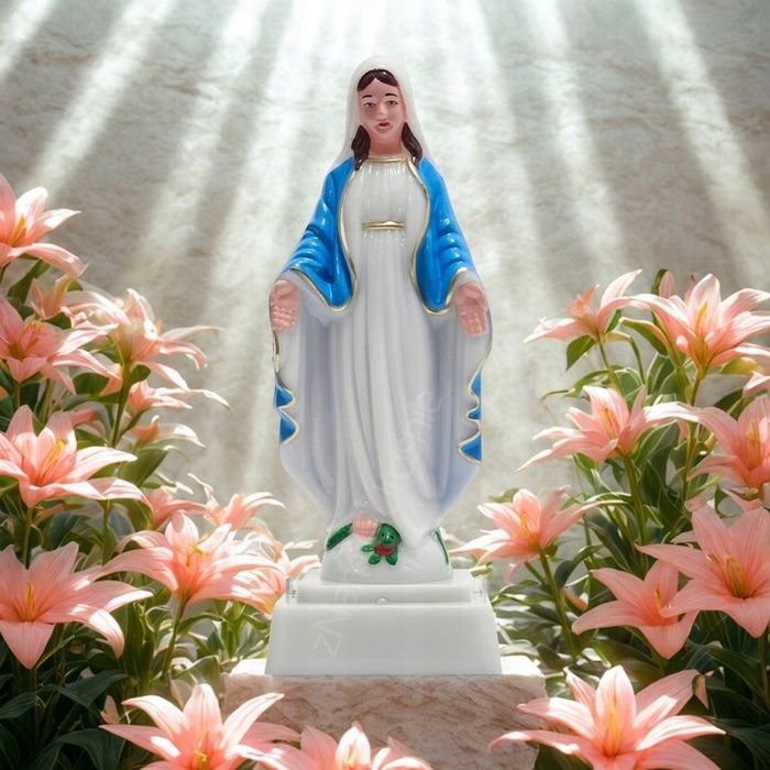 Matka Boska Maryja Figurka Plastikowa Kolor Znicz Led Wkład Do Znicz