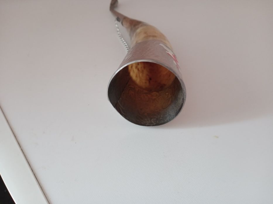 Ріг для пиття з металевим оздобленням