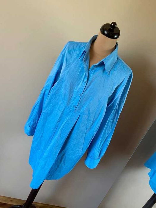 Xxxl +size 48 50   dlusza koszula tunika lekka niebieski oversize