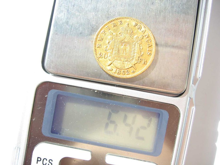 Золотая монета 20 Франков 1854г-6.42грамм-Франц.Республика-Наполеон 3
