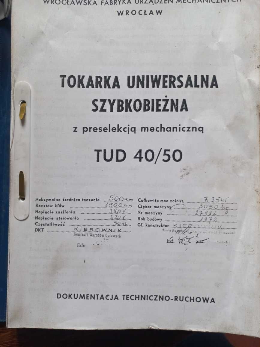 Tokarka uniwersalna TUD 40/50 szybkobieżna z preselekcją mechaniczną