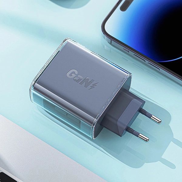 Acefast ładowarka GaN 65w 3 porty (1xUSB, 2xUSB C) szara (a45)