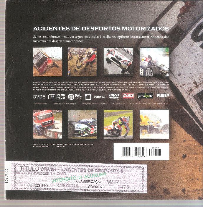 Filme DVD Crash 1 Acidentes de Desportos Motorizados