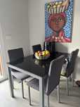 Conjunto Mesa de Vidro Preto + 4 Cadeiras - Ótimo Estado
