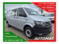 Volkswagen Transporter Long *59999zł NETTO* Automat DSG 2,0TDi/150KM  Klima, Webasto, Tempomat, 2x Airbag, Czujniki, Grzany fotel, Hak