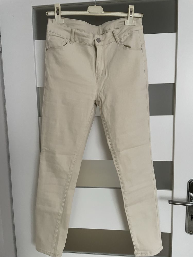 #Spodnie rurki jesnsowe kolor beżowy jasny roz. Xl #Denim