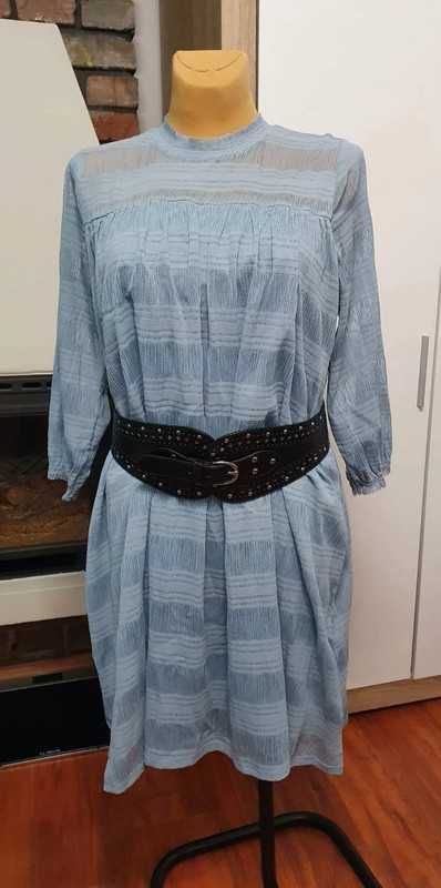 Błękitna sukienka prosta/trapezowa ciążowa