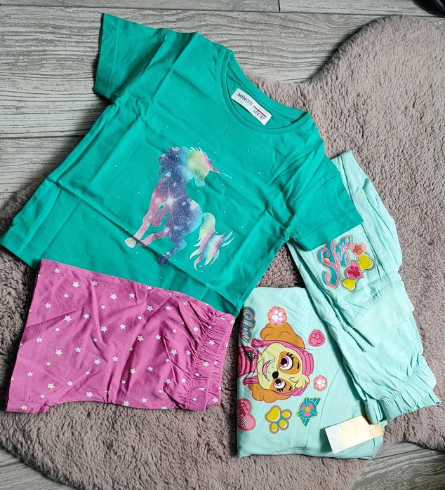 2 piżamy bawełniane zestaw Psi Patrol + jednorożec rozm. 98/104