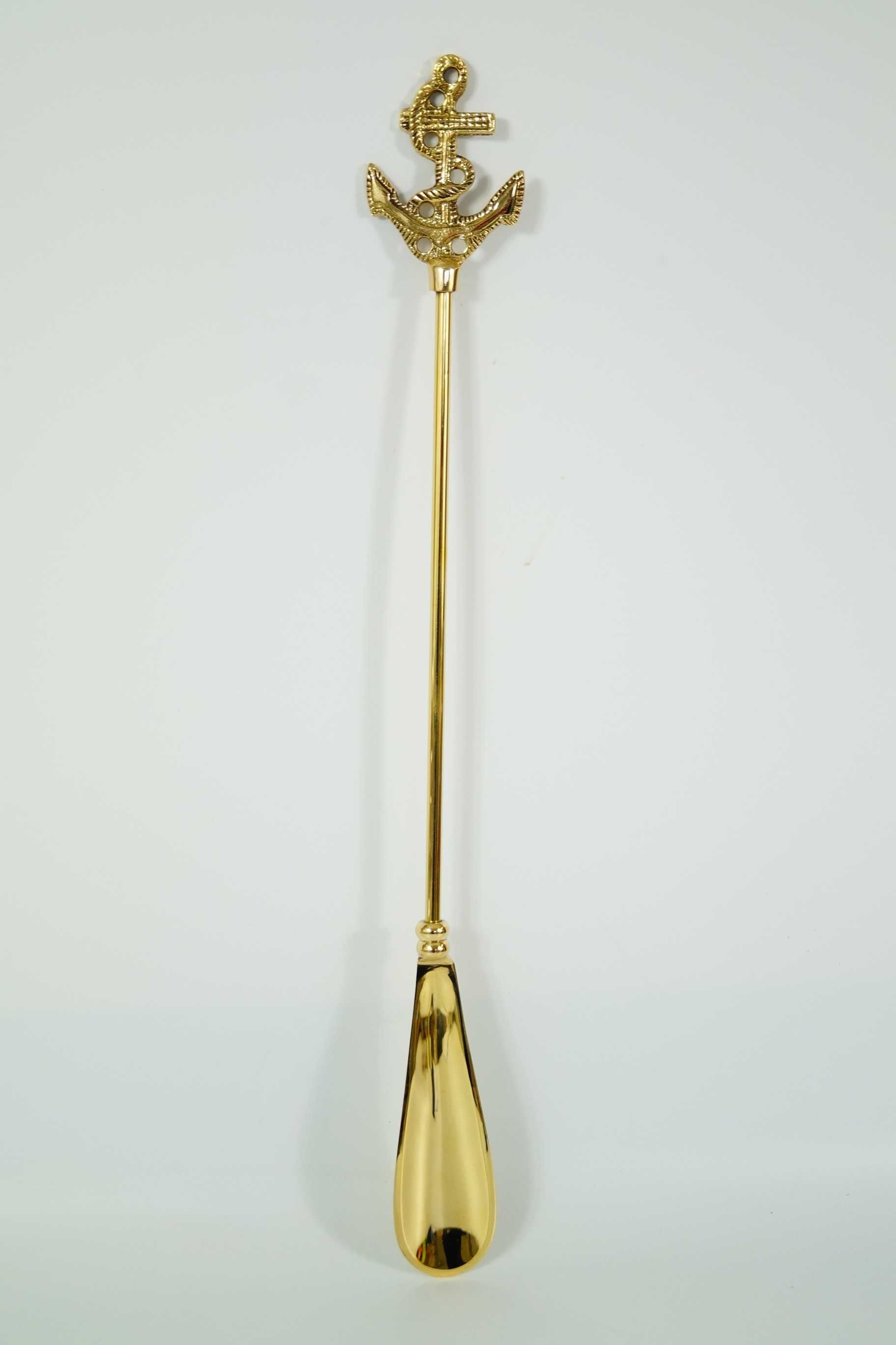 Mosiężna łyżka do zakładania obuwia butów KOTWICA 47 cm masywna