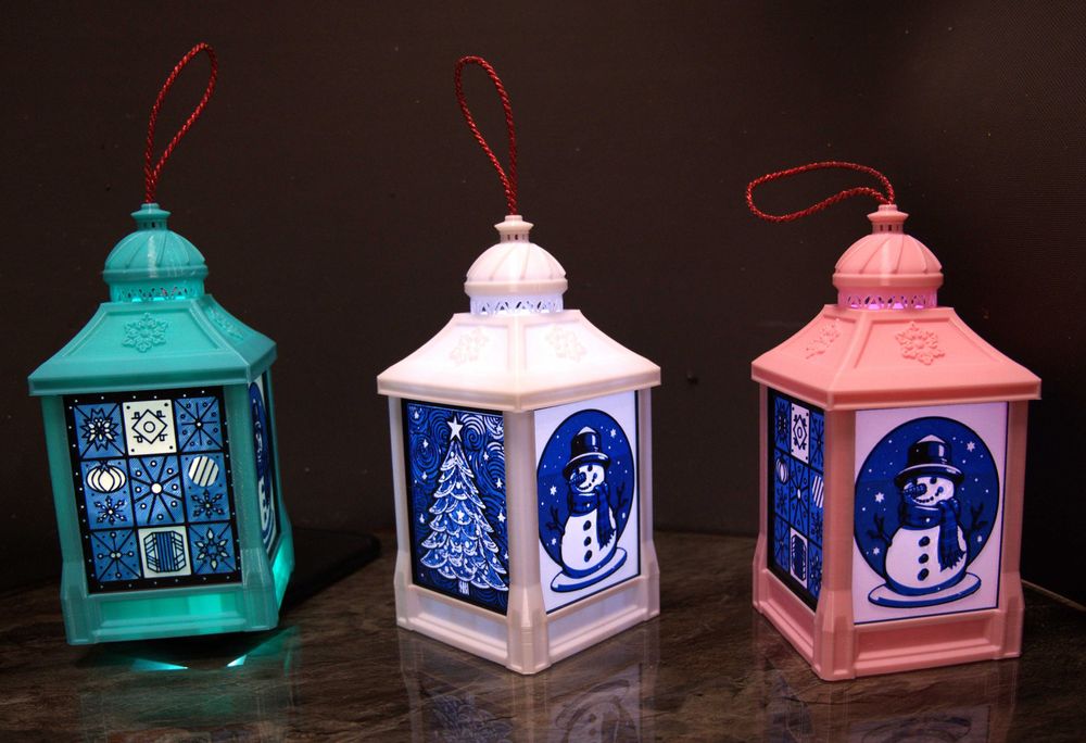 Lampion na roraty 20cm adwentowy dekoracyjny 3D ŚWIECĄCY LED+ Baterie