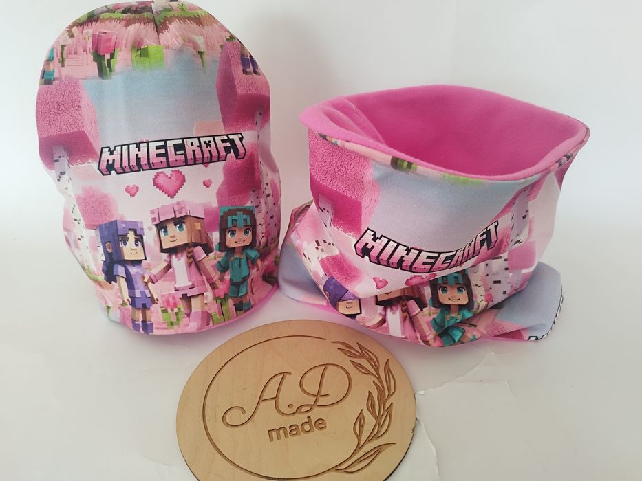 Nowość - czapka komin zimowy Ocieplany Minecraft dla dziewczynki No