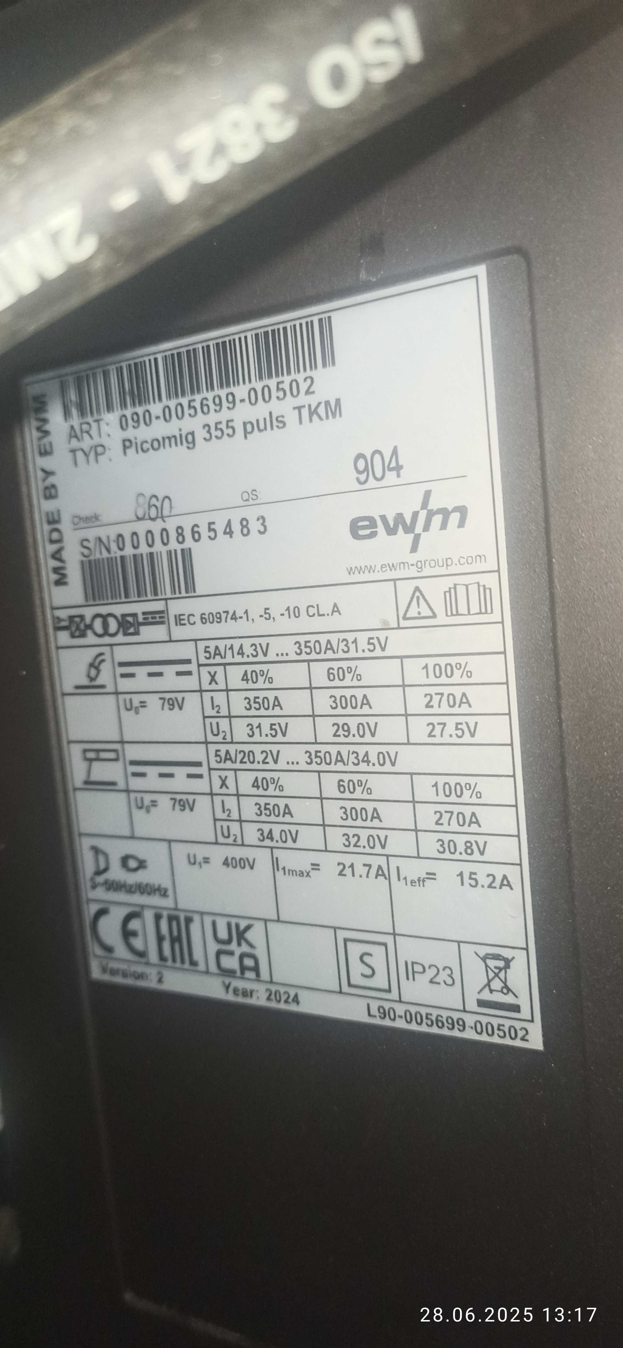 Spawarka EWM Picomig 355 TKM 2024r.  NA GWARANCJI