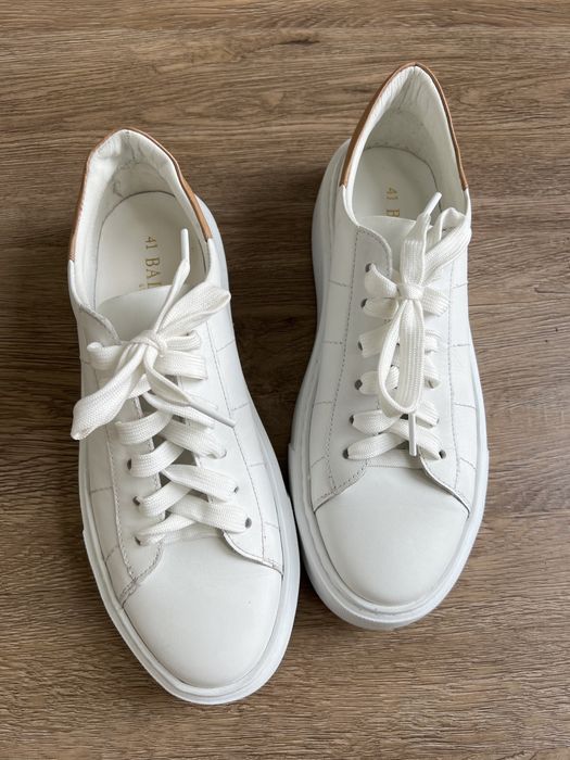 Skórzane białe sneakersy Badura rozmiar 41, nowe