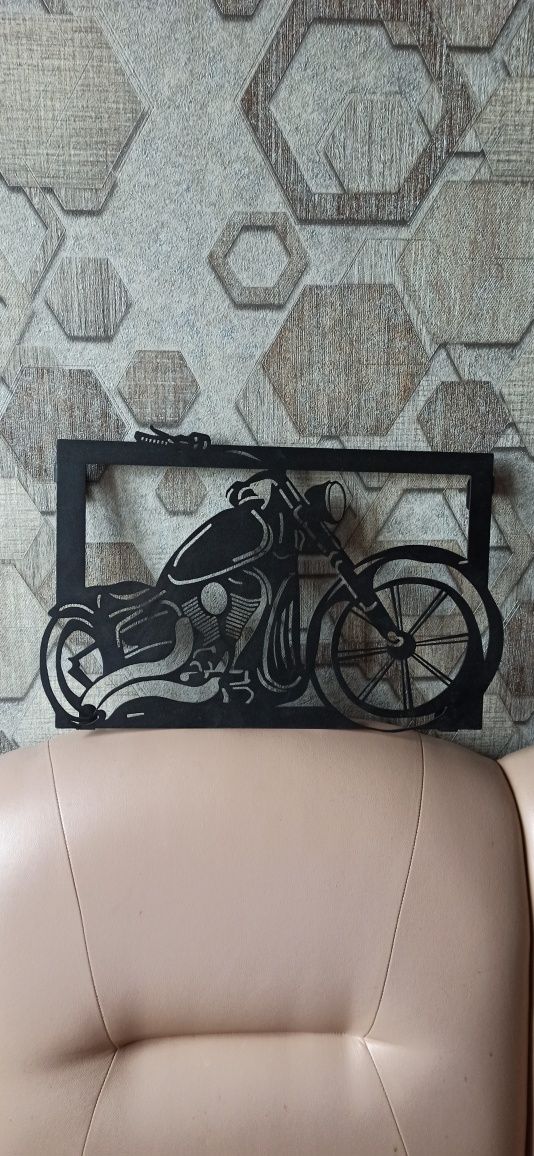Панно картина мотоцикл из металла
