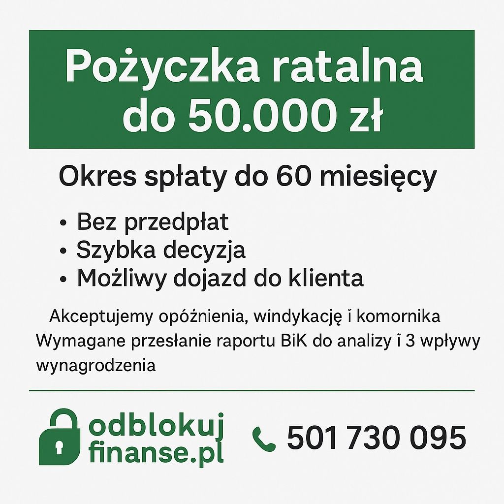 Pożyczka konsolidacyjna, kredyt oddłużeniowy, spłata chwilówek cała PL