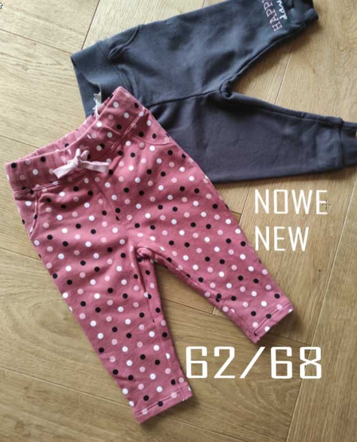 Zestaw 2szt nowe spodnie dresowe niemowlęce 62/68 biobawełna