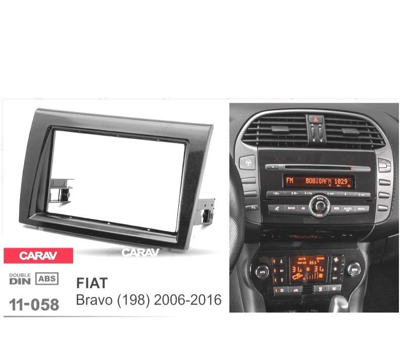 MOLDURA ADAPTADOR PRETO PARA RADIO 2-DIN PARA FIAT BRAVO