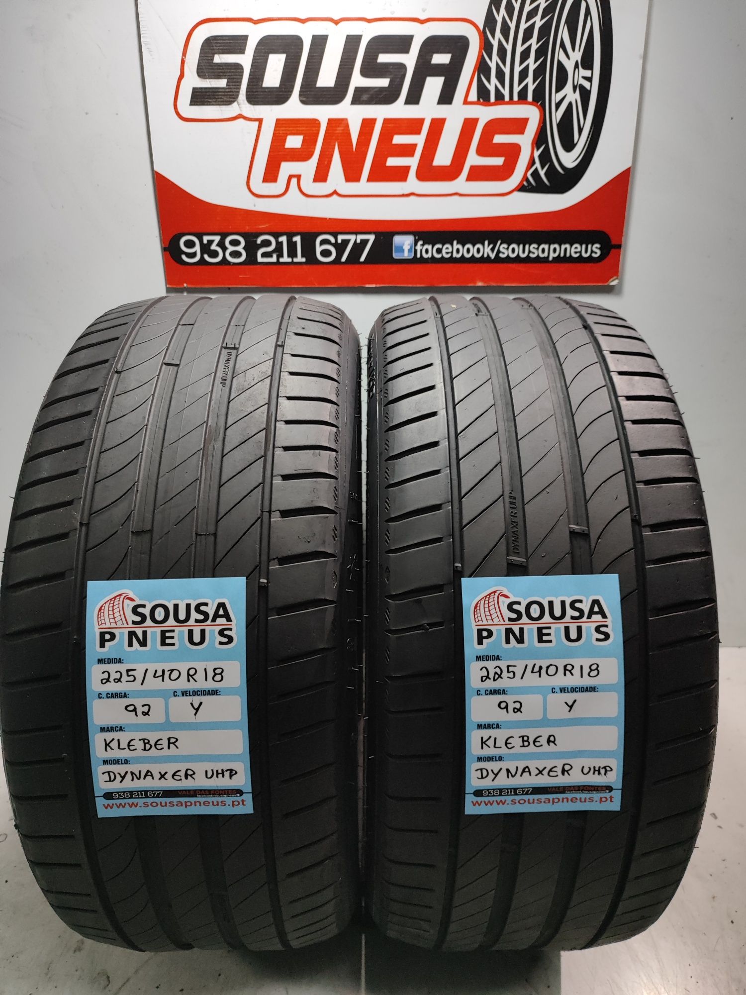 2 pneus semi novos Kleber 225/40R18 92Y Oferta dos Portes