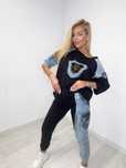 Piękny komplet dres dwa kolory jeans logo paparazzi