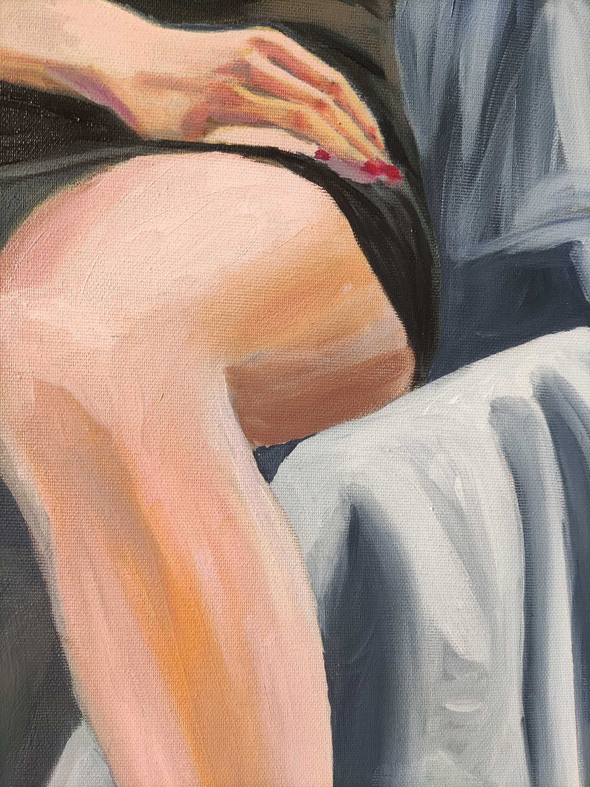 Obraz olejny na płótnie 100x70 akt kobieta