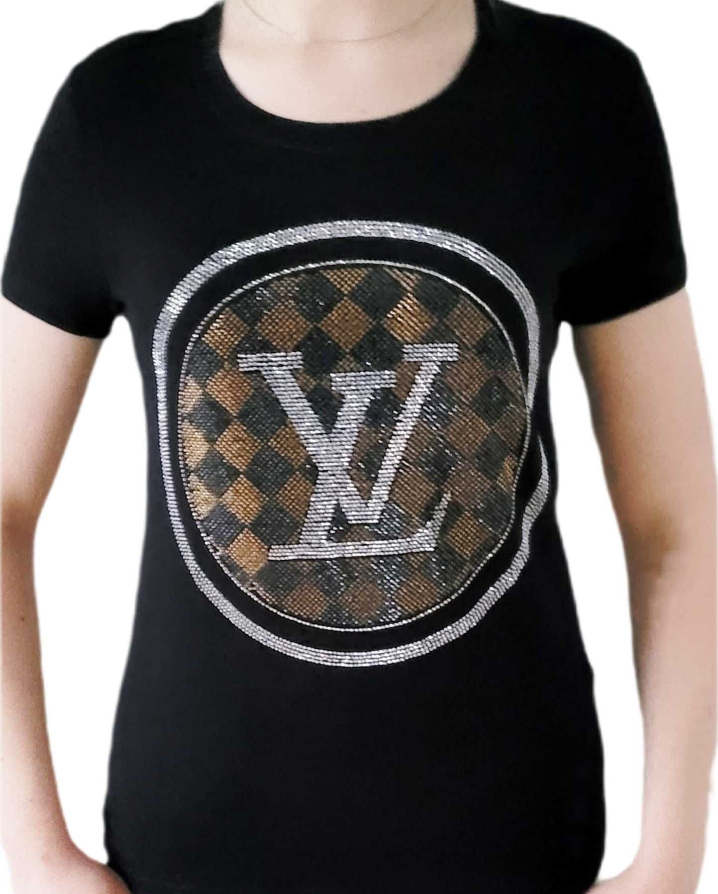 koszulka damska LV Louis Vuitton Cyrkonie granatowa