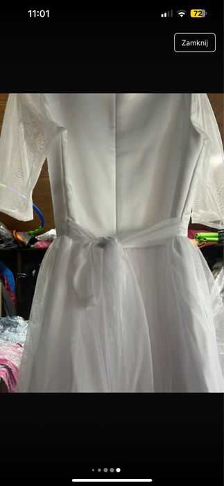Sukienka wizytowa biała z dekoracyjnym motywem 158/164 cm BDB stan Tan