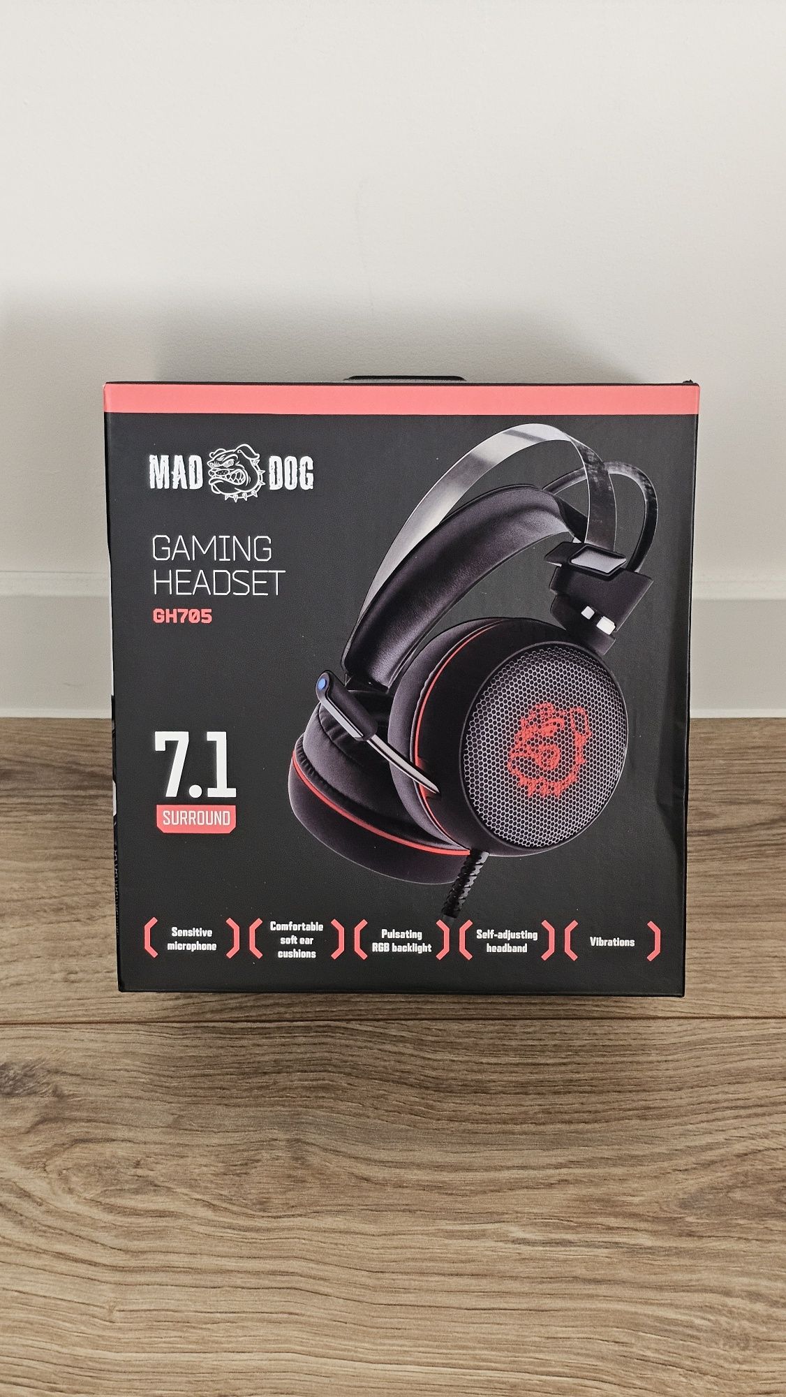 Słuchawki MAD DOG GH705 Nauszne z mikrofonem, Dźwięk przestrzenny 7.1
