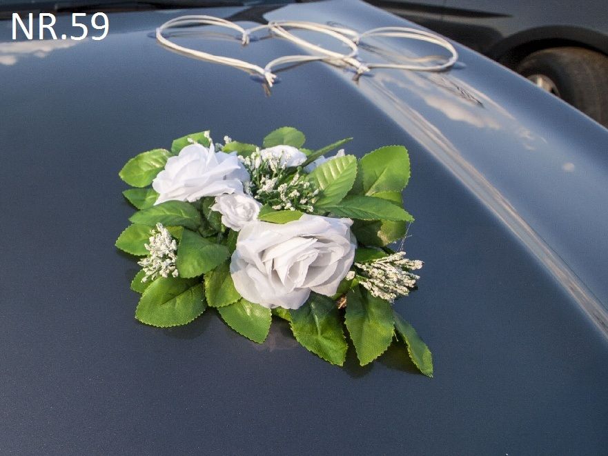 Rustykalna ozdoba/przybranie samochodu-dekoracja na auto do ślubu 059