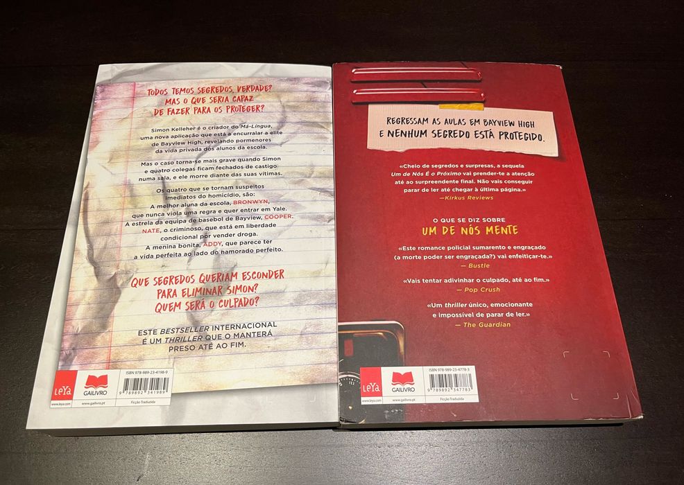 2 Livros "Um de Nós Mente" e "Um de Nós é o Próximo"