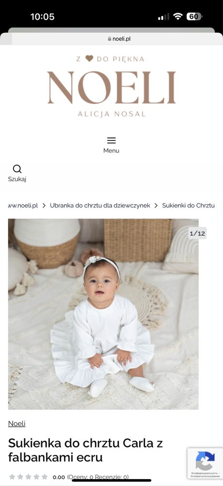 Sukienka biała do chrztu NOELI