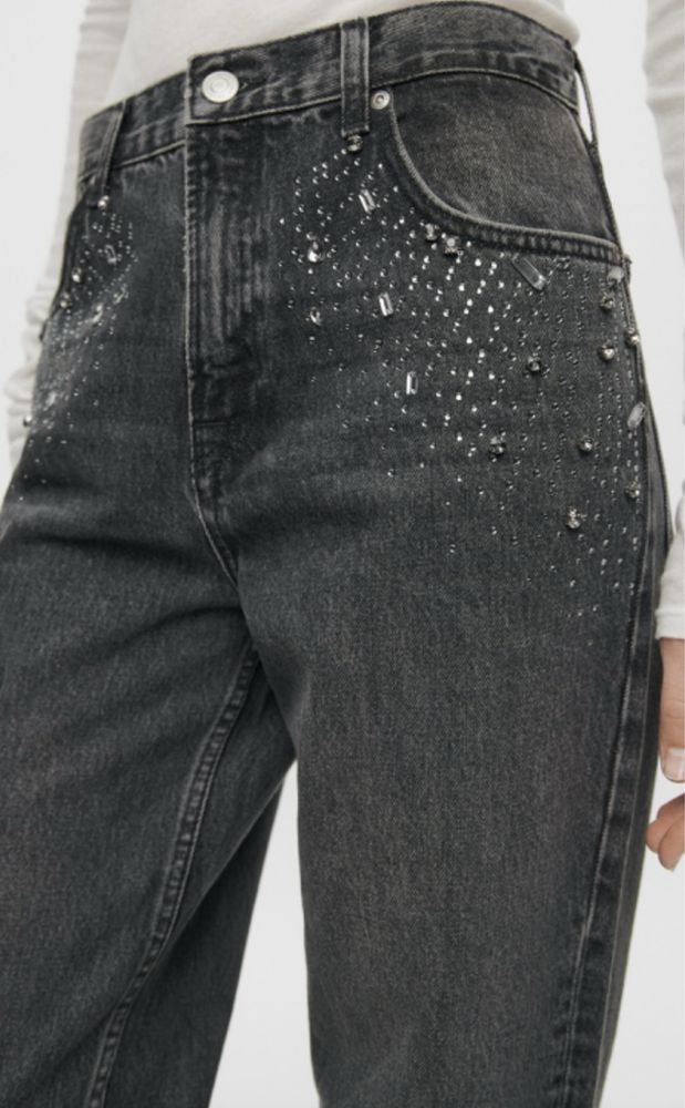 Нові сірі джинси Zara прямі з стразами 38 розмір