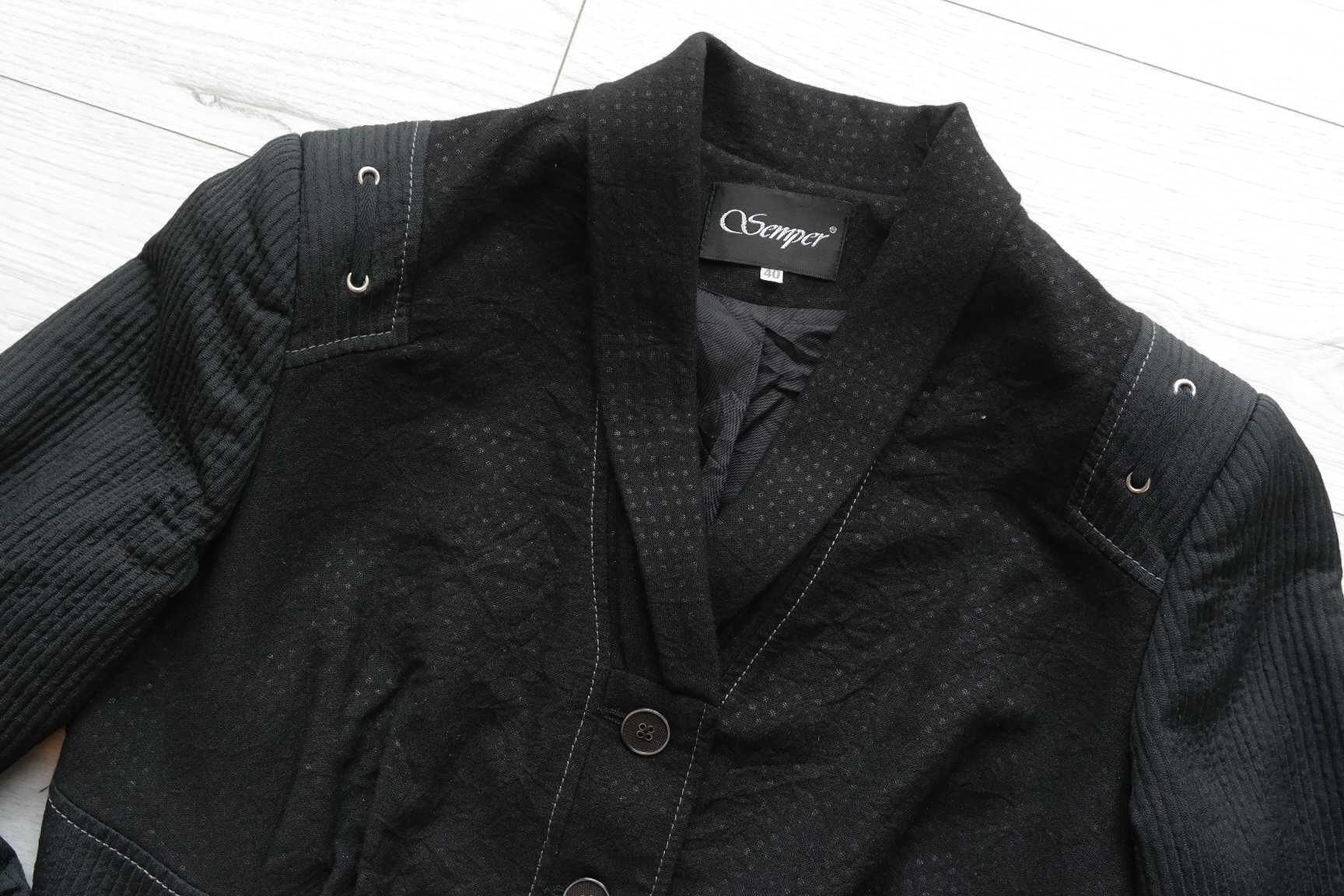 czarna marynarka~ żakiet~ zamki zip~ Semper r.40