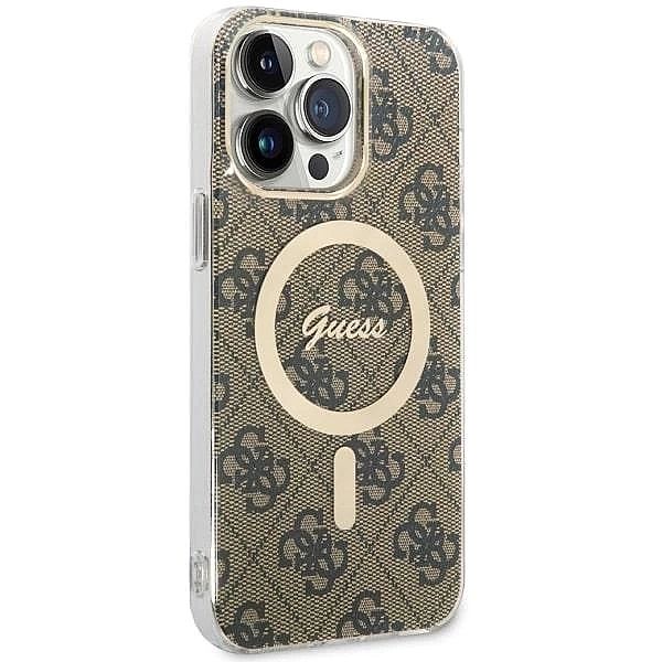 Etui Guess 4G MagSafe na iPhone 14 Pro Max - brązowe