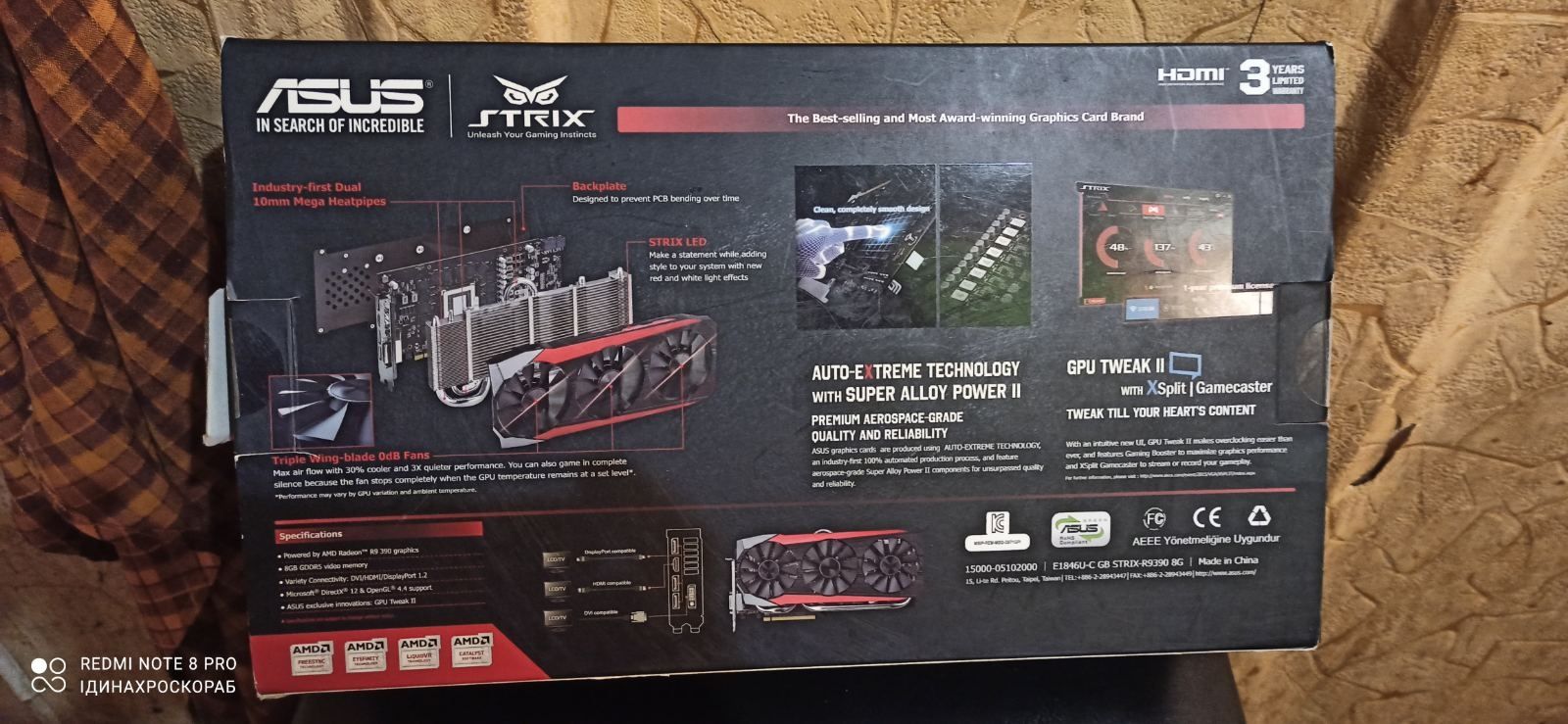 Видеокарта Asus Radeon R9 390 8gb