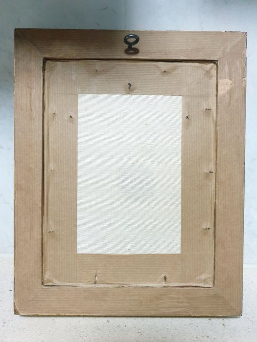 Maravilhosa antiga preciosa escultura de Cristo - emoldurada